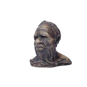Vintage Australian Aboriginal Hand Made Male Figure Bust Figurine 4" Tall